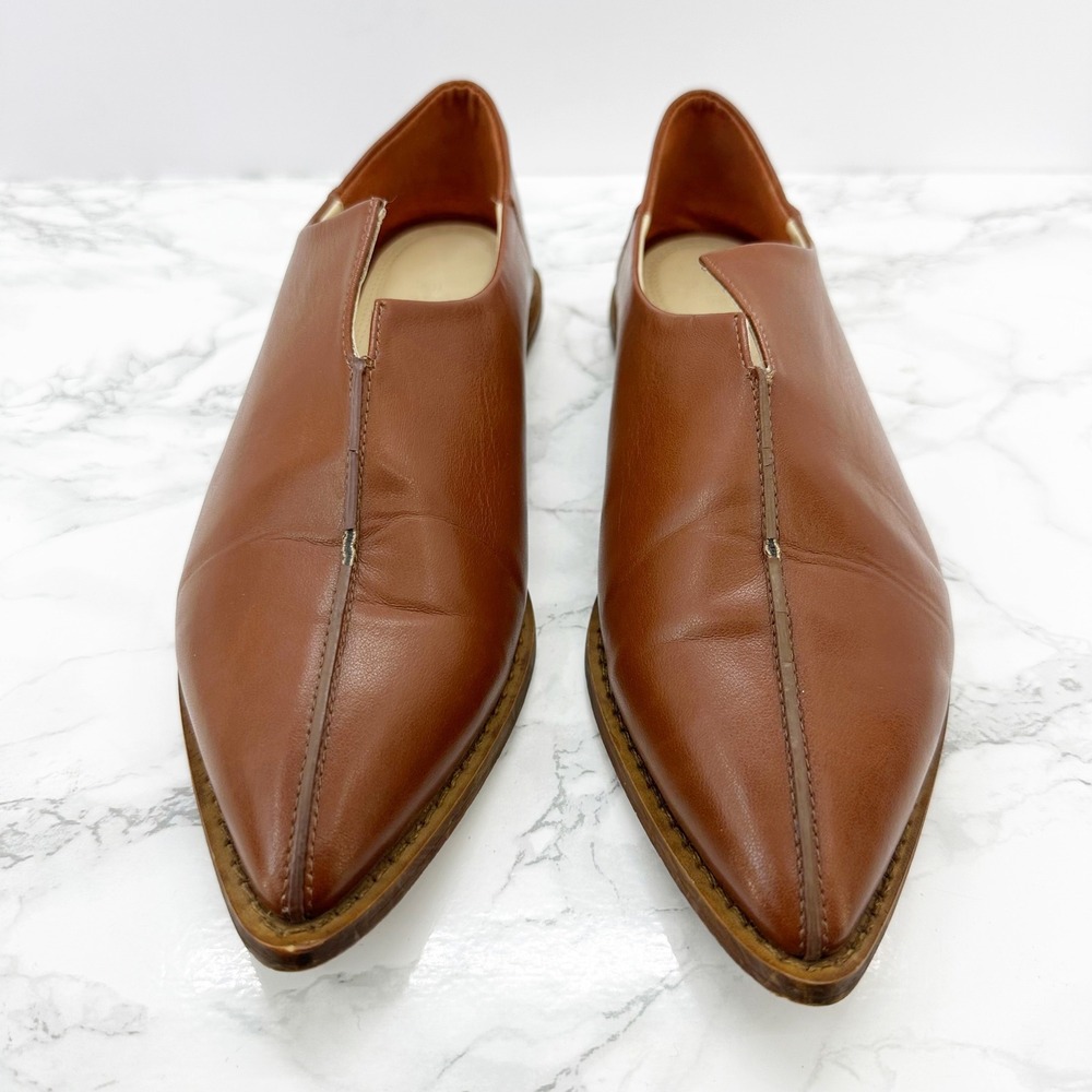 Taylor‎ + Thomas Talitha Pointy Toe Flats Saddle Brown Collapsible Heel Womens 7